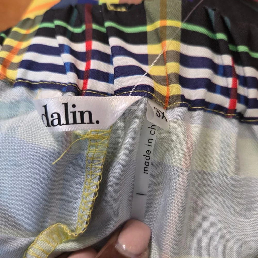 Dalin. Plaid Wide Leg Pants 3X Blue Orange - Picture 6 of 7